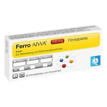 Abbildung: Ferro Aiwa 100 mg Filmtabletten 20 St, Filmtabletten PZN 15250352 