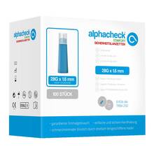 Abbildung: ALPHACHECK comfort Sicherheitslanzett.28 G 1,6 mm 100 St, Lanzetten PZN 15424616 