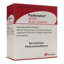 Abbildung: Pankreatan 20.000 Ph.Eur.-Einheiten magensaftresistent Hartkapseln  200 St, Magensaftresistente Hartkapseln PZN 15427431 