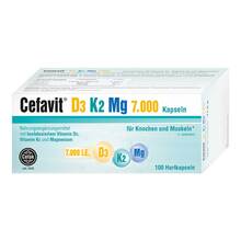 Abbildung: Cefavit D3 K2 Mg 7.000 I.E. Hartkapseln 100 St, Hartkapseln PZN 15580196 