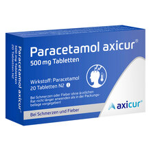 Abbildung: Paracetamol axicur 500 mg Tabletten 20 St, Tabletten PZN 15613524 