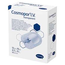 Abbildung: Cosmopor I.V. transparent Fixierverband 10x12 cm ste. 50 St, Pflaster PZN 15622115 
