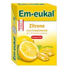 Abbildung: EM-Eukal Bonbons Zitrone zuckerfrei Box 50 g, Bonbons PZN 15877660 