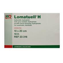 Abbildung: LOMATUELL H Salbentüll 10x20 cm steril 10 St, Verband PZN 15998783 
