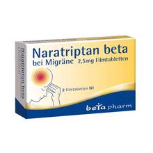 Abbildung: Naratriptan beta bei Migräne 2,5 mg Filmtabletten 2 St, Filmtabletten PZN 16006134 