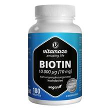 Abbildung: Biotin 10 mg hochdosiert vegan Tabletten 180 St, Tabletten PZN 16018634 