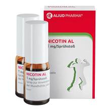Abbildung: Nicotin AL 1 mg / Sprühstoß Spray z.Anw.i.d.Mundhö. 2 St, Spray PZN 16086334 