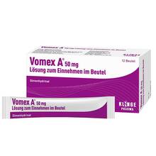 Abbildung: Vomex A 50 mg Lösung zum Einnehmen im Beutel 12 St, Lösung zum Einnehmen PZN 16238525 