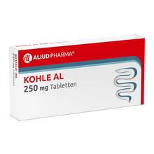 Abbildung: Kohle AL 250 mg Tabletten 20 St, Tabletten PZN 16240775 