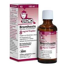Abbildung: Bromhexin Hermes Arzneimittel 8 mg / ml Tropfen 100 ml, Tropfen zum Einnehmen PZN 16260565 