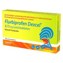 Abbildung: Flurbiprofen Dexcel 8,75 mg Lutschtabletten 24 St, Lutschtabletten PZN 16398111 