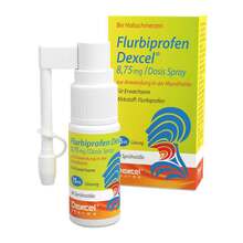 Abbildung: Flurbiprofen Dexcel 8,75 mg / Dos.Spray Mundhöhle 15 ml, Spray PZN 16398128 