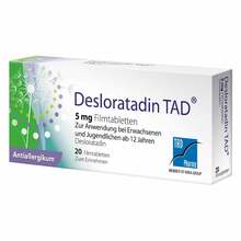 Abbildung: Desloratadin Tad 5 mg Filmtabletten 20 St, Filmtabletten PZN 16507729 