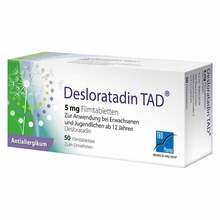 Abbildung: Desloratadin Tad 5 mg Filmtabletten 50 St, Filmtabletten PZN 16507735 