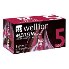 Abbildung: WELLION MEDFINE plus Pen-Nadeln 5 mm 32 G 100 St, Kanüle PZN 16569736 