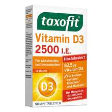 Abbildung: Taxofit Vitamin D3 2500 I.E. Tabletten 50 St, Tabletten PZN 16585304 