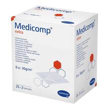 Abbildung: MEDICOMP extra Vlieskomp.steril 10x20 cm 6fach 25X2 St, Kompressen PZN 16585474 