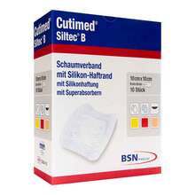 Abbildung: Cutimed Siltec B Schaumverband 10x10 cm mit Haftrand  10 St, Kompressen PZN 16595610 