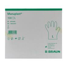 Abbildung: Manuplast Einmal Handschuhe PE Größe L 100 St, Handschuhe PZN 16632297 