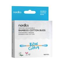 Abbildung: Bio Kosmetikstäbchen Bambus Baumwolle blau Nordics 100 St PZN 16676981 