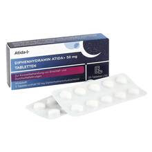 Abbildung: Diphenhydramin Atida + 50 mg Tabletten 20 St, Tabletten PZN 16680652 