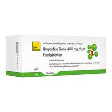 Abbildung: Ibuprofen Denk 400 mg akut Filmtabletten 50 St, Filmtabletten PZN 16703494 