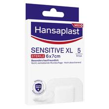 Abbildung: Hansaplast Sensitive Wundverband steril 6x7 cm 5 St, Pflaster PZN 16760138 