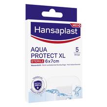 Abbildung: Hansaplast Aqua Protect Wundverband steril 6x7 cm 5 St, Pflaster PZN 16760167 