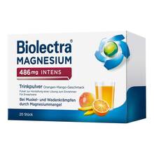 Abbildung: Biolectra Magnesium 486 mg intens Trinkp.Ora.-Mang 20 St, Pulver zur Herstellung einer Lösung zum Einnehmen PZN 16779764 