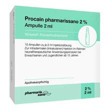 Abbildung: Procain pharmarissano Ampulle 2% 2 ml Injektionslösung  10X2 ml, Injektionslösung PZN 16816287 