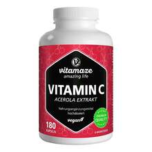 Abbildung: Vitamin C 160 mg Acerola Extrakt pur vegan Kapseln 180 St, Kapseln PZN 16819328 