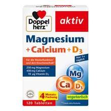 Abbildung: Doppelherz Magnesium + Calcium+D3 Tabletten 120 St, Tabletten PZN 16824542 