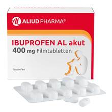 Abbildung: Ibuprofen AL akut 400 mg Filmtabletten 50 St, Filmtabletten PZN 16894666 