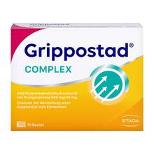 Abbildung: Grippostad Complex Ass / Pseudoeph.500/30 mg Orange 10 St, Granulat zur Herstellung einer Suspension zum Einnehmen PZN 16903460 