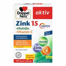 Abbildung: Doppelherz Zink 15 mg + Histidin+Vitamin C Depot aktiv 100 St, Tabletten PZN 16942951 