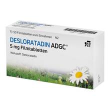 Abbildung: Desloratadin Adgc 5 mg Filmtabletten 50 St, Filmtabletten PZN 17145949 