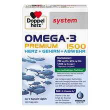 Abbildung: Doppelherz Omega-3 Premium 1500 system Kapseln 120 St, Kapseln PZN 17173992 