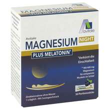 Abbildung: Magnesium Night plus 1 mg Melatonin Direktsticks 30 St, Pulver PZN 17267167 