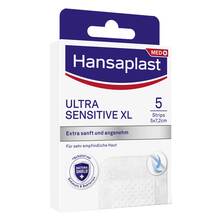 Abbildung: Hansaplast Ultra Sensitive Wundverband 5x7,2 cm XL 5 St, Pflaster PZN 17268451 