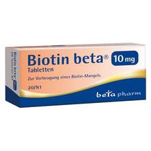 Abbildung: Biotin Beta 10 mg Tabletten 20 St, Tabletten PZN 17386943 