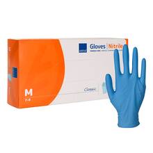 Abbildung: Abena Classic Nitril Untersuchungshandschuhe unste.pf M blau 100 St, Handschuhe PZN 17416905 