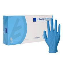 Abbildung: Abena Classic Nitril Untersuchungshandschuhe unste.pf L blau 100 St, Handschuhe PZN 17416928 