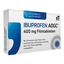 Abbildung: Ibuprofen Adgc 400 mg Filmtabletten 10 St, Filmtabletten PZN 17445309 