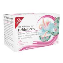 Abbildung: H&S Heidelbeere mit B-Vitaminen Zink und Selen Fbeutel  20X2.5 g, Filterbeutel PZN 17446941 