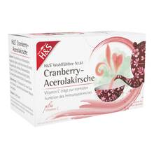 Abbildung: H&S Cranberry-Acerolakirsche mit Vitamin C Fbeutel  20X2.8 g, Filterbeutel PZN 17454283 