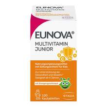 Abbildung: Eunova Junior Kautabletten mit Orangengeschmack 100 St, Kautabletten PZN 17513407 