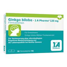 Abbildung: Ginkgo Biloba-1A Pharma 120 mg Filmtabletten 30 St, Filmtabletten PZN 17534786 