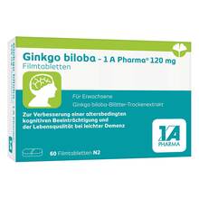 Abbildung: Ginkgo Biloba-1A Pharma 120 mg Filmtabletten 60 St, Filmtabletten PZN 17534792 