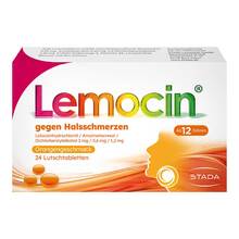 Abbildung: Lemocin gegen Halsschmerzen Orangengeschmack Lut. 24 St, Lutschtabletten PZN 17537371 