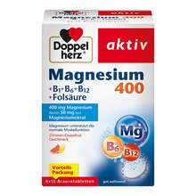 Abbildung: Doppelherz Magnesium 400 + B1+B6+B12+Folsäure Bta 6X15 St, Brausetabletten PZN 17556813 